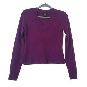 SCOOP NYC 100% Cashmere Women size Small Purple Sweater V-Neckline Long Sleeves